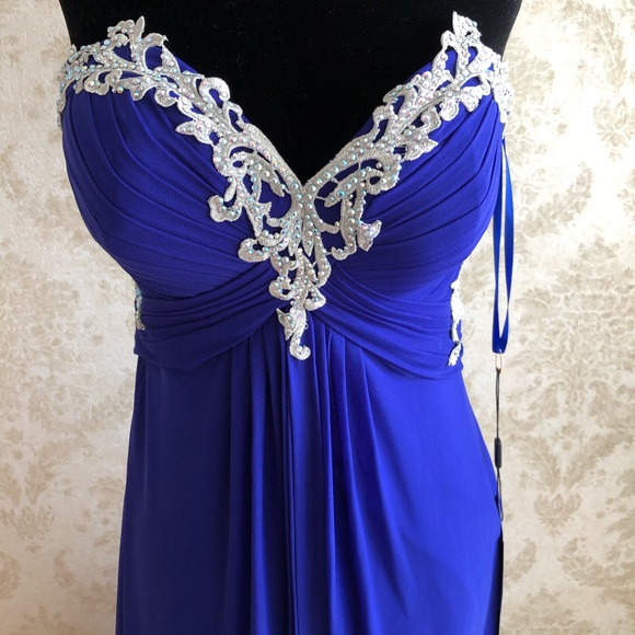 BNWT La Femme strapless beaded gown - Picture 2 of 11